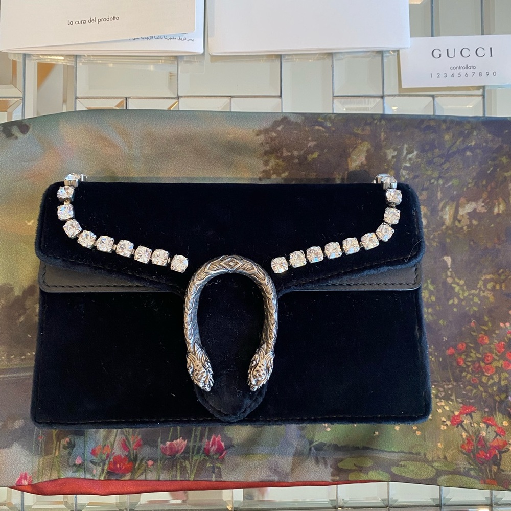 Gucci Black Velvet Mini Dionysus Bag